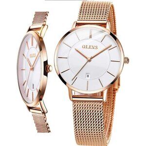 Women Gold Luxury Dress Slim Thin Lightweight Watch Stainless